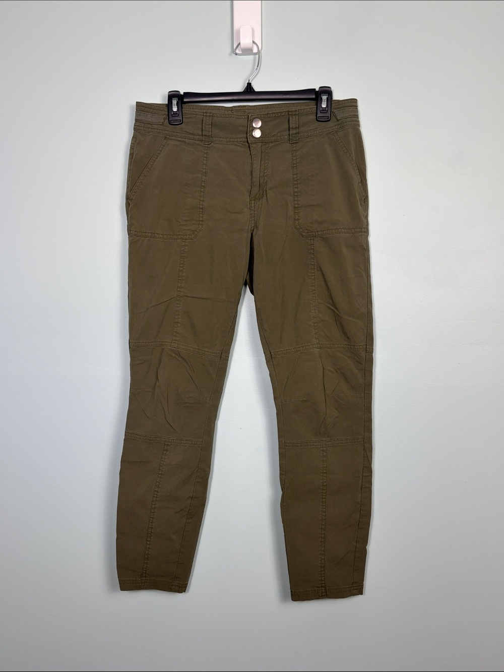 PrAna Essex Hiking Pants Women’s 10 Green Outdoor Pockets Nylon Blend Utility